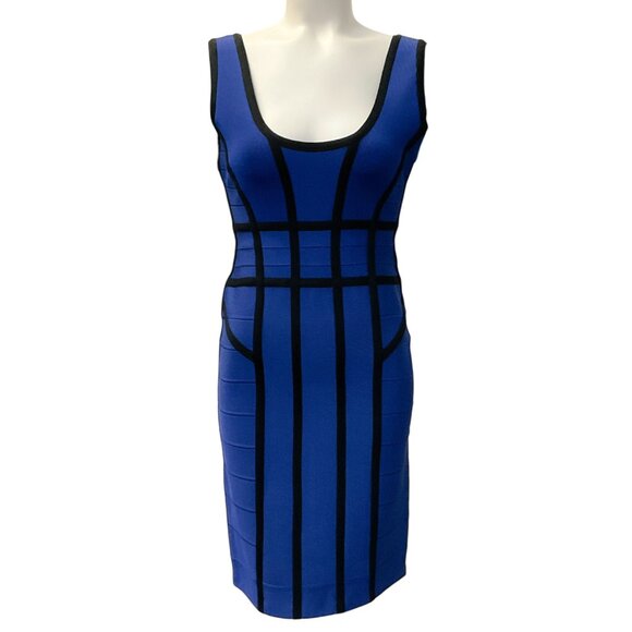 Herve Leger Cobalt / Black Bandage Dress - Picture 1 of 4